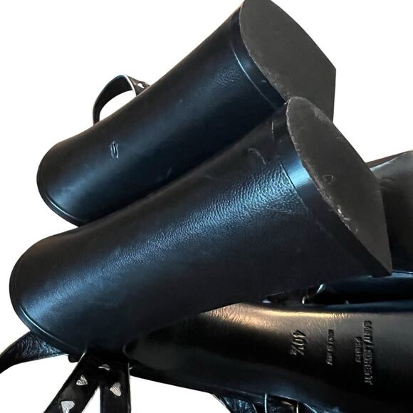 Saint Laurent Black Leather Platform Heel Sandal Silver Hearts EU 40.5 US 10.5 - Picture 13 of 14